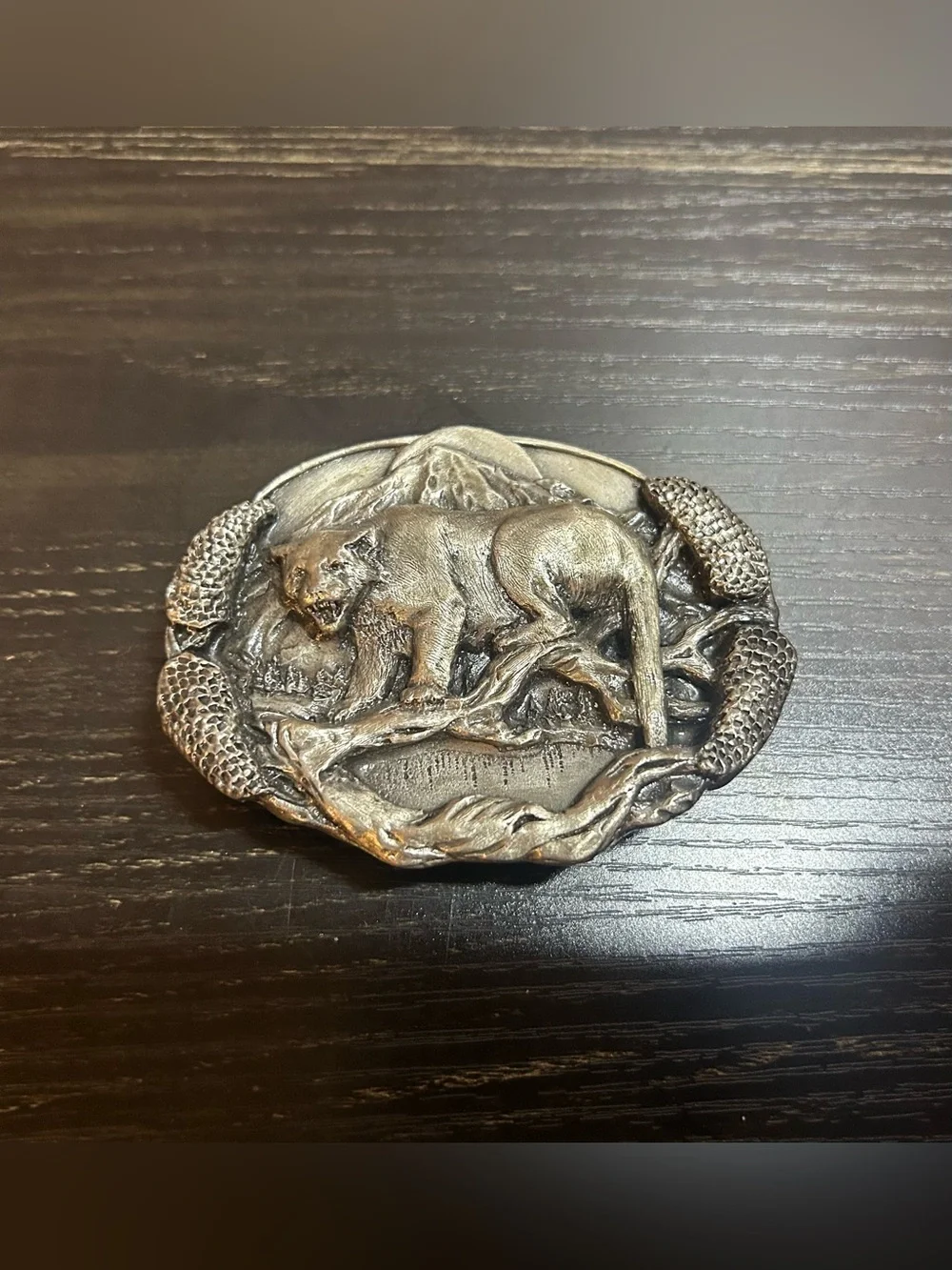 Mountain Lion Cougar Felis F Conqueror Puma Vintage 1981 Bergamot Belt Buckle